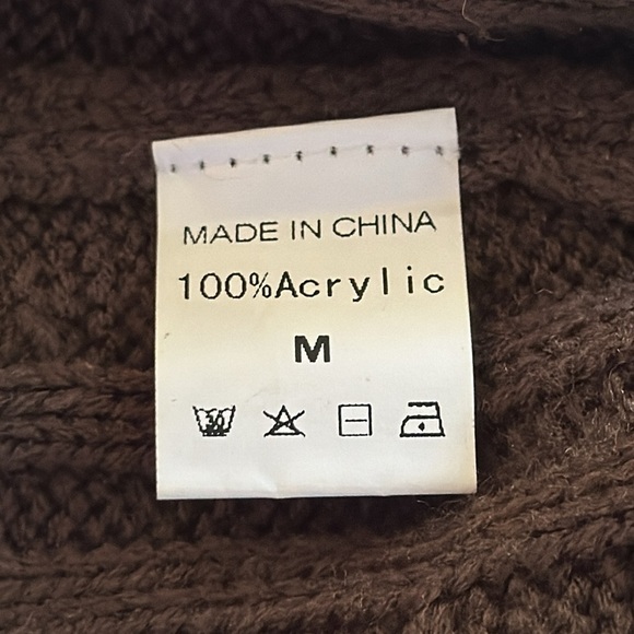 Ninovino Chocolate Brown Cable Knit Turtleneck Sweater Tunic 100% Acrylic Medium - Picture 11 of 11